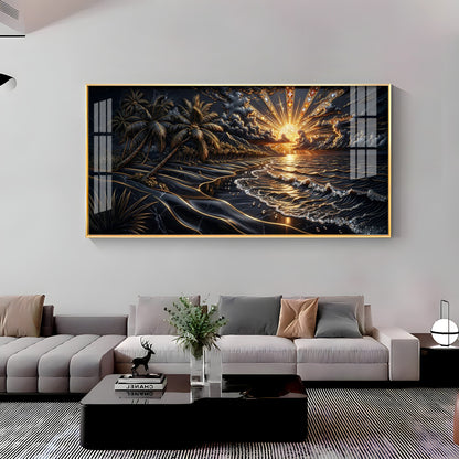 Ocean Glow Sunset Premium Acrylic Horizontal Wall Art
