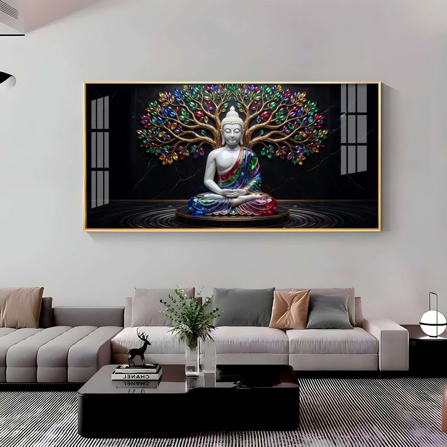Enlightened Grove Tree Buddha Premium Acrylic Horizontal Wall Art