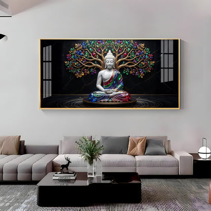 Enlightened Grove Tree Buddha Premium Acrylic Horizontal Wall Art