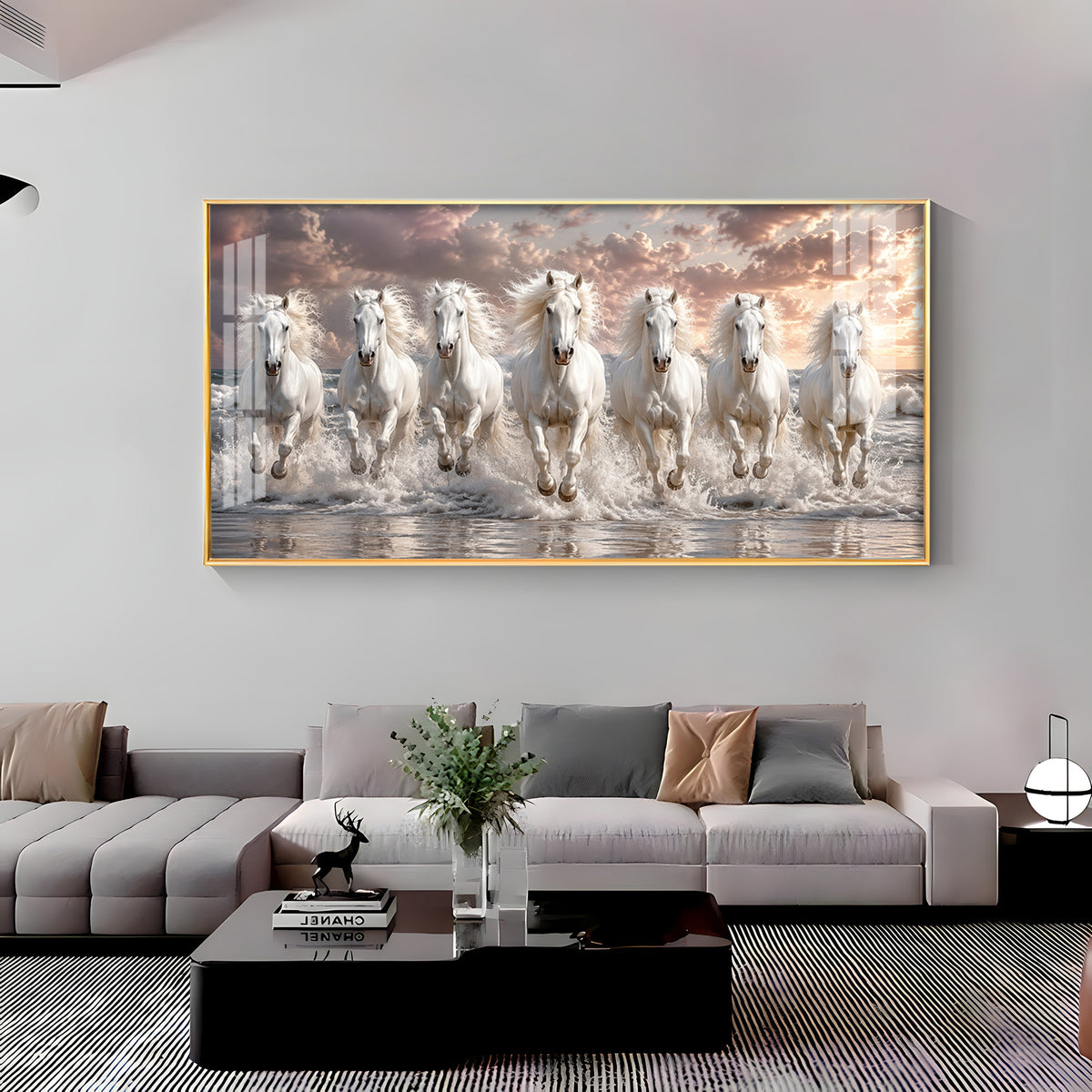 Seven White Horses Ocean Premium Acrylic Horizontal Wall Art