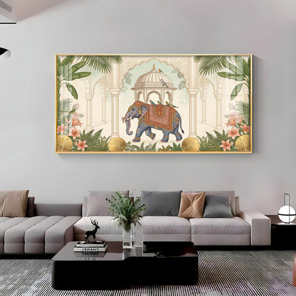 Royal Elephant in Palace Premium Acrylic Horizontal Wall Art