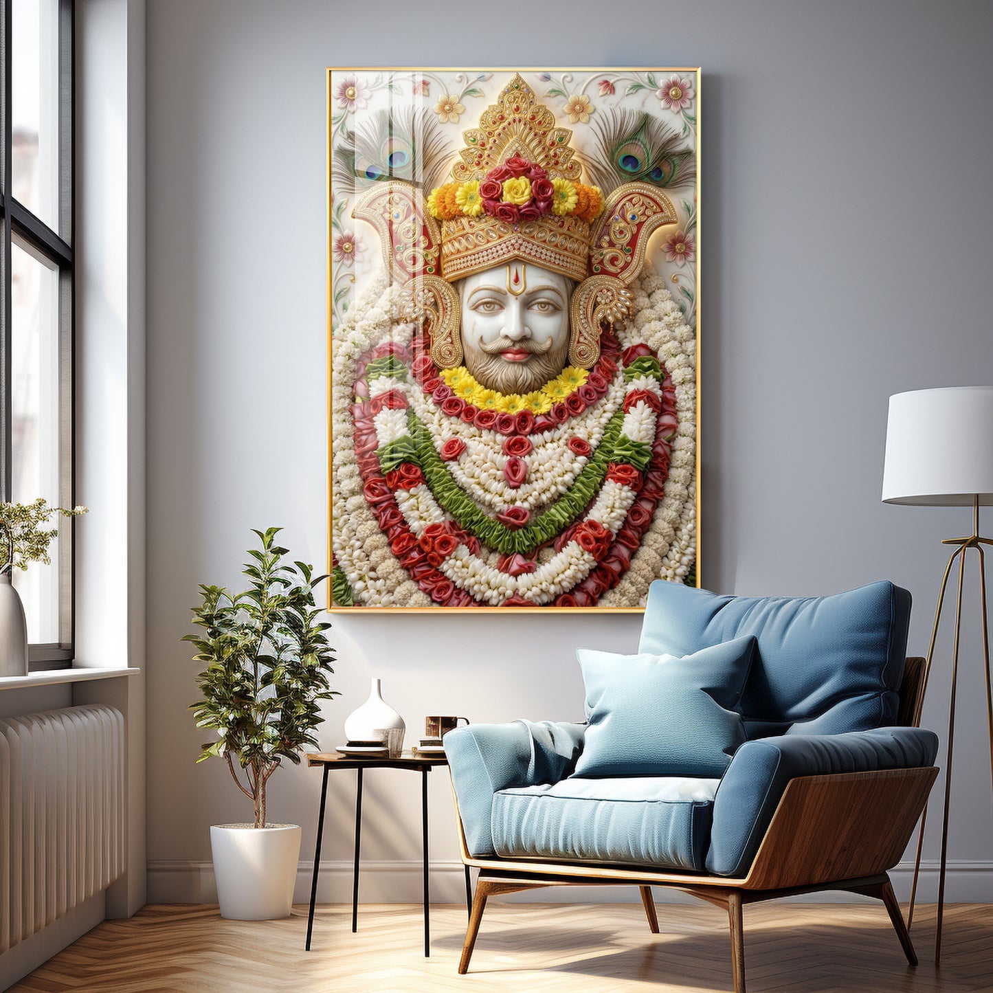 Hindu Deity Khatu Shyam Ji Premium Acrylic Vertical Wall Art