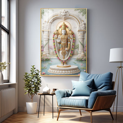 Hindu God Venkateswara Premium Acrylic Vertical Wall Art