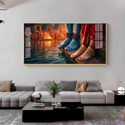 Feet Of Lord Shiva & Goddess Parvati Premium Acrylic Horizontal Wall Art