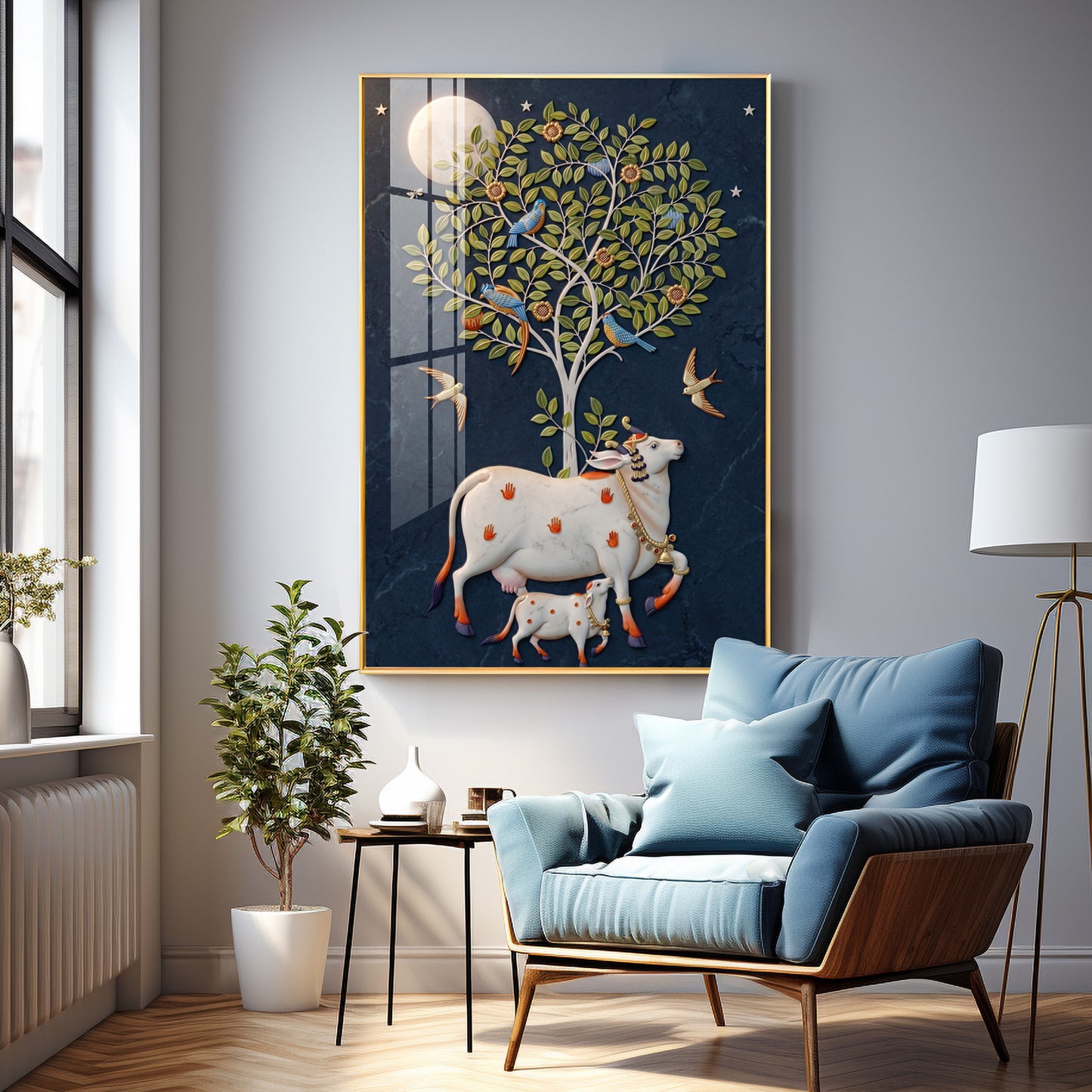 Pichwai Cow Premium Acrylic Vertical Wall Art