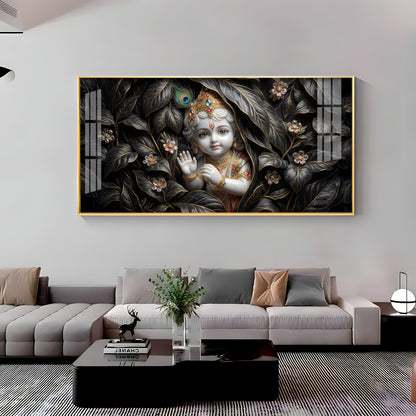 Little Lord Krishna Premium Acrylic Horizontal Wall Art