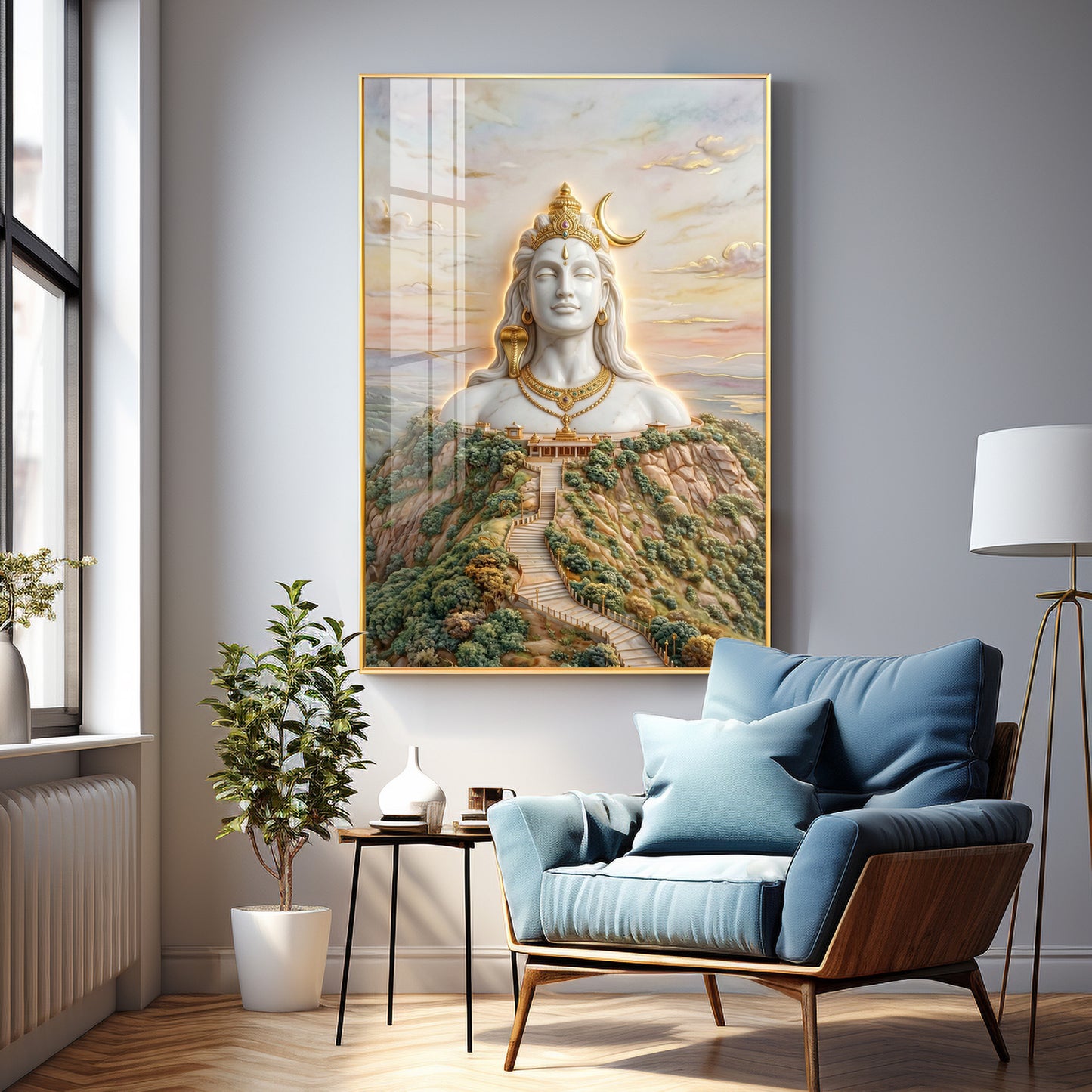 Depiction of Lord Shiva Premium Acrylic Vertical Wall Art