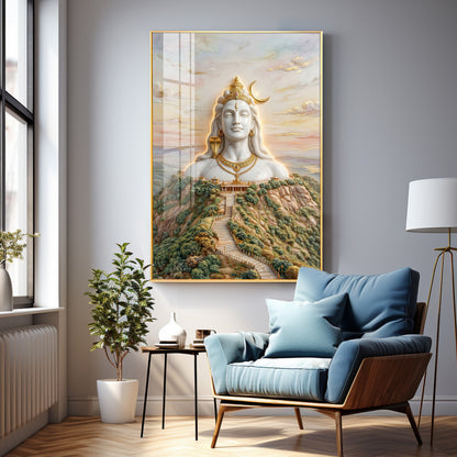 Depiction of Lord Shiva Premium Acrylic Vertical Wall Art