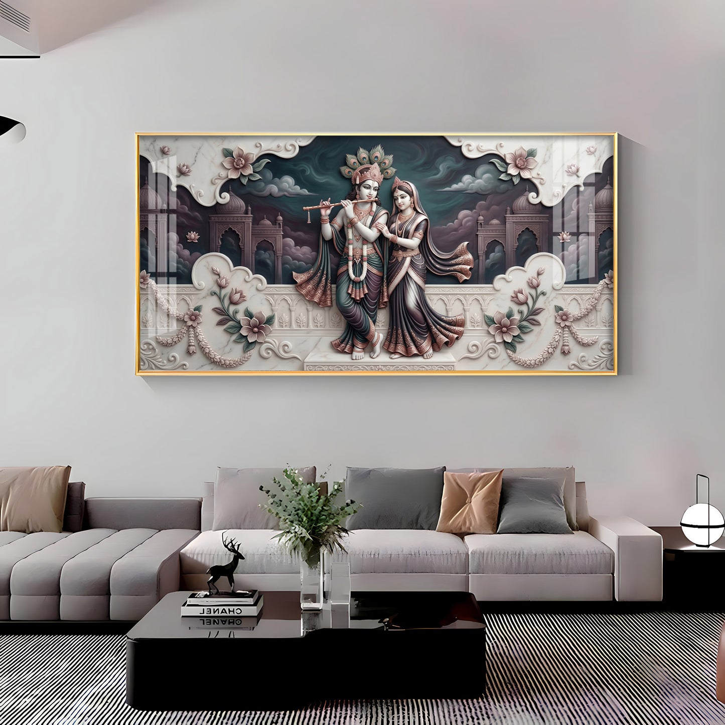 Divine Love Radha Krishna Premium Acrylic Horizontal Wall Art