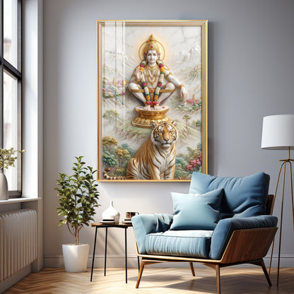 Hindu Deity Ayyappan Premium Acrylic Vertical Wall Art