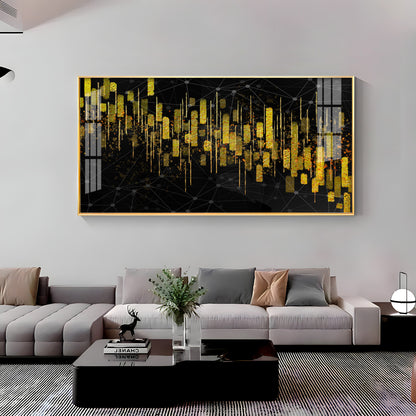 Gold Colored Vertical Lines Premium Acrylic Horizontal Wall Art