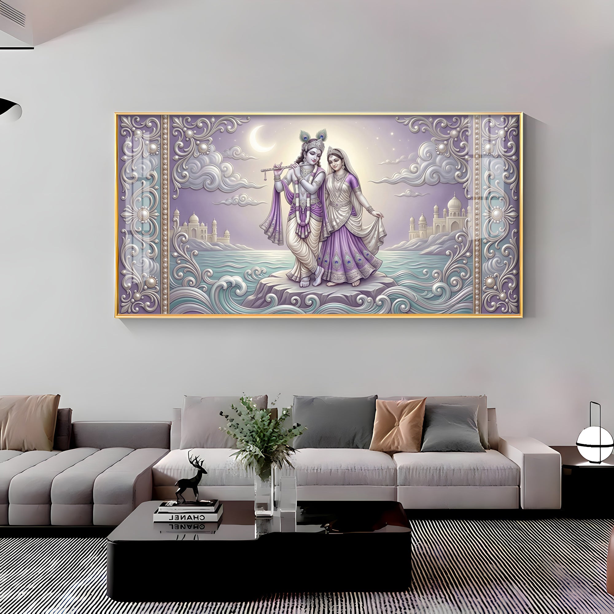 Hindu God Radha Krishna Premium Acrylic Horizontal Wall Art