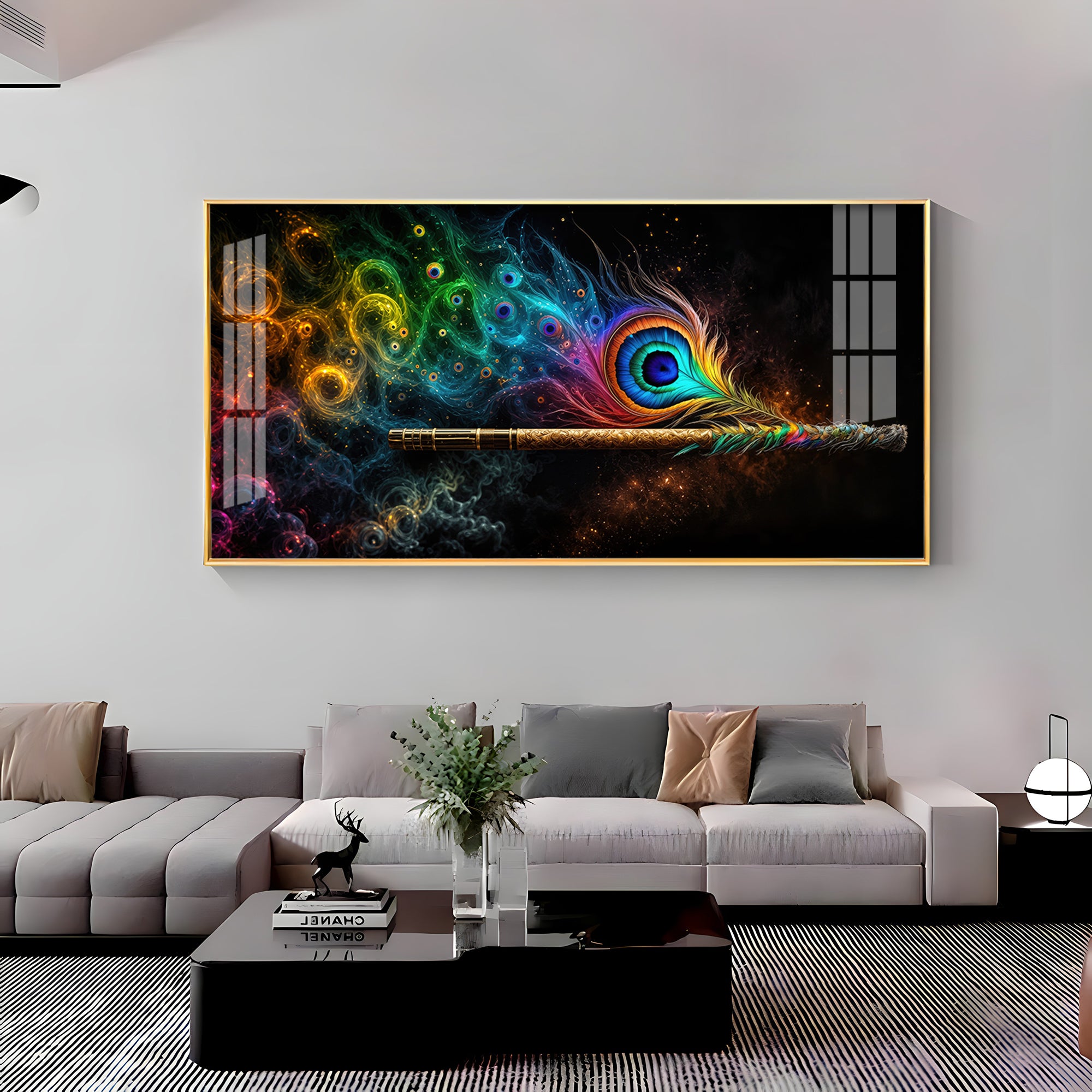 Divine Krishna Coverts Illumination Premium Acrylic Horizontal Wall Art