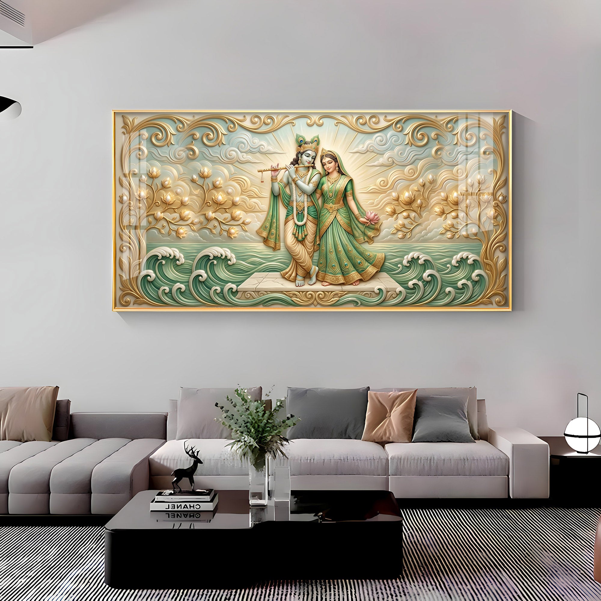 Divine Goddess Radha Krishna Premium Acrylic Horizontal Wall Art
