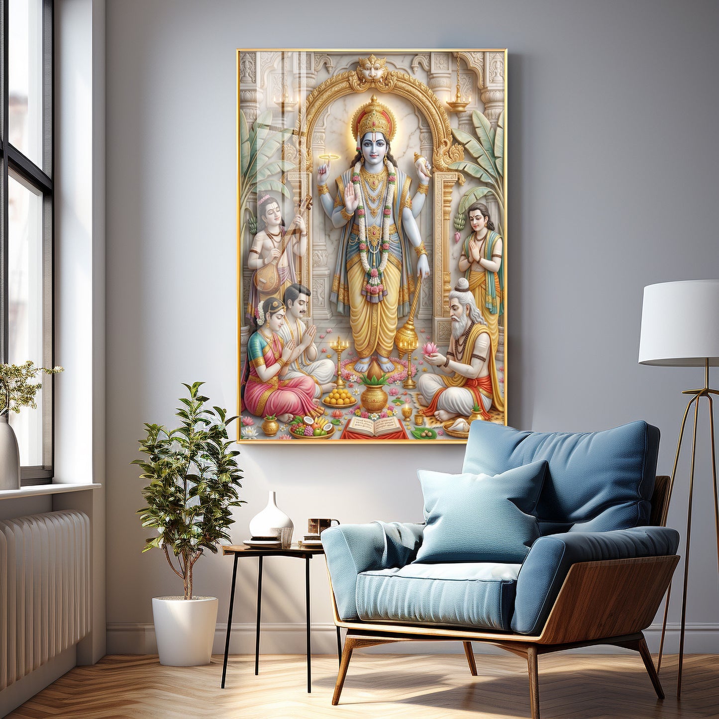 Lord Satyanarayana Premium Acrylic Vertical Wall Art