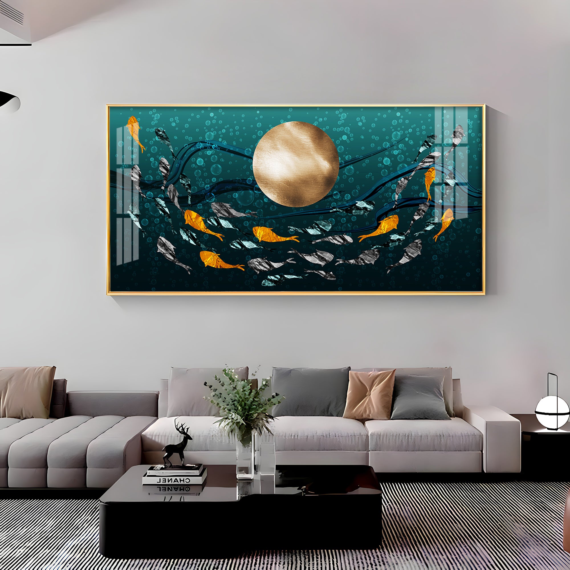 Golden Koi Fish Premium Acrylic Horizontal Wall Art