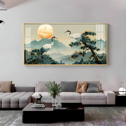 Beautiful Cranes Premium Acrylic Horizontal Wall Art