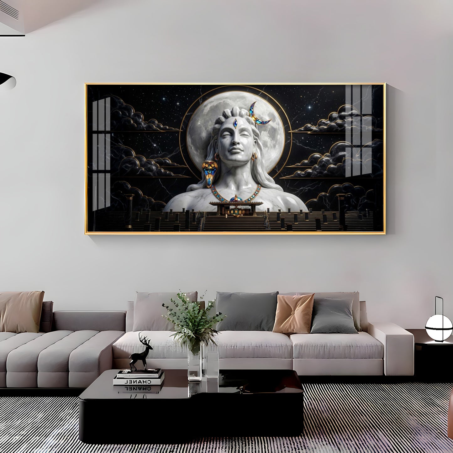 Divine Lord Shiva With Dark Clouds Premium Acrylic Horizontal Wall Art