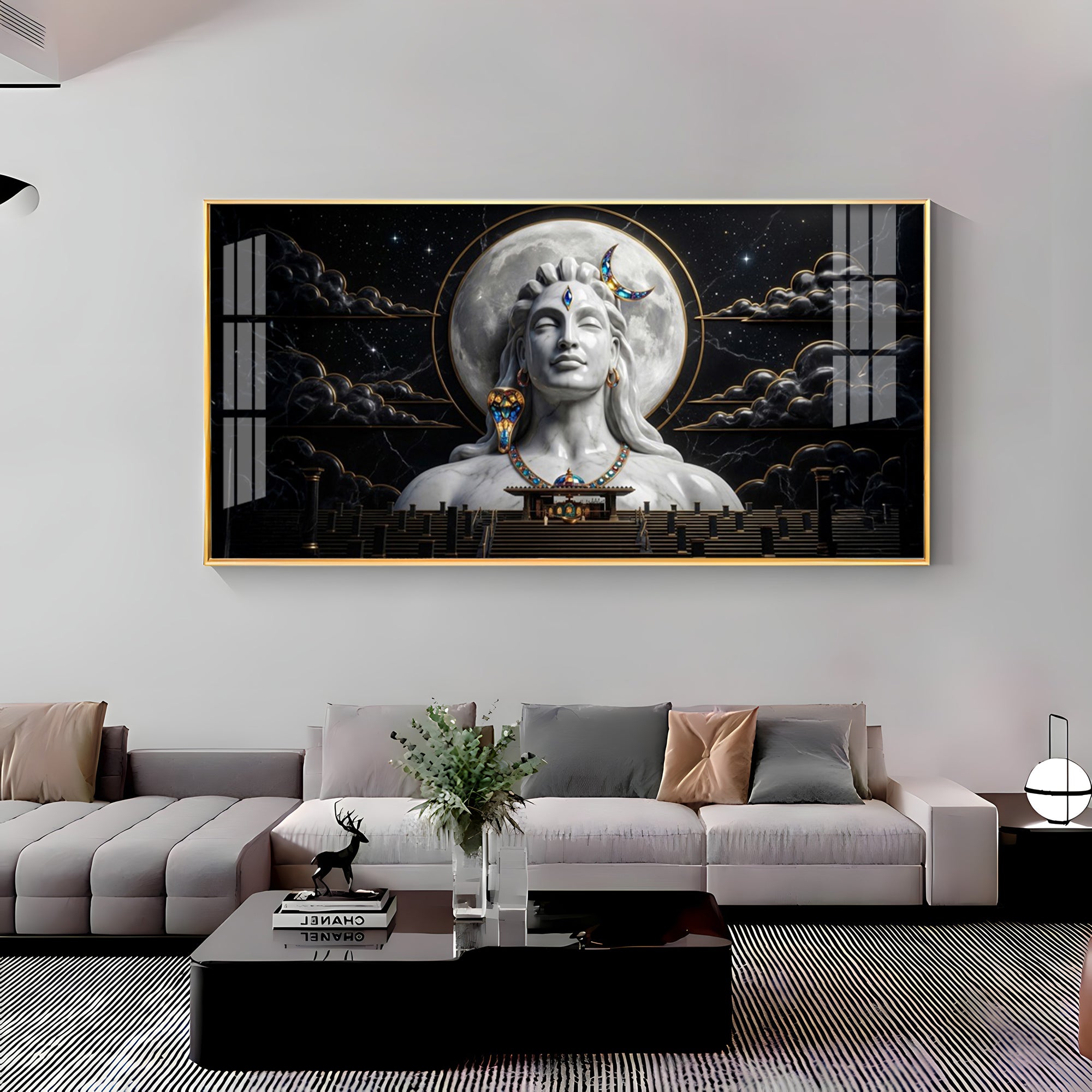 Divine Lord Shiva With Dark Clouds Premium Acrylic Horizontal Wall Art