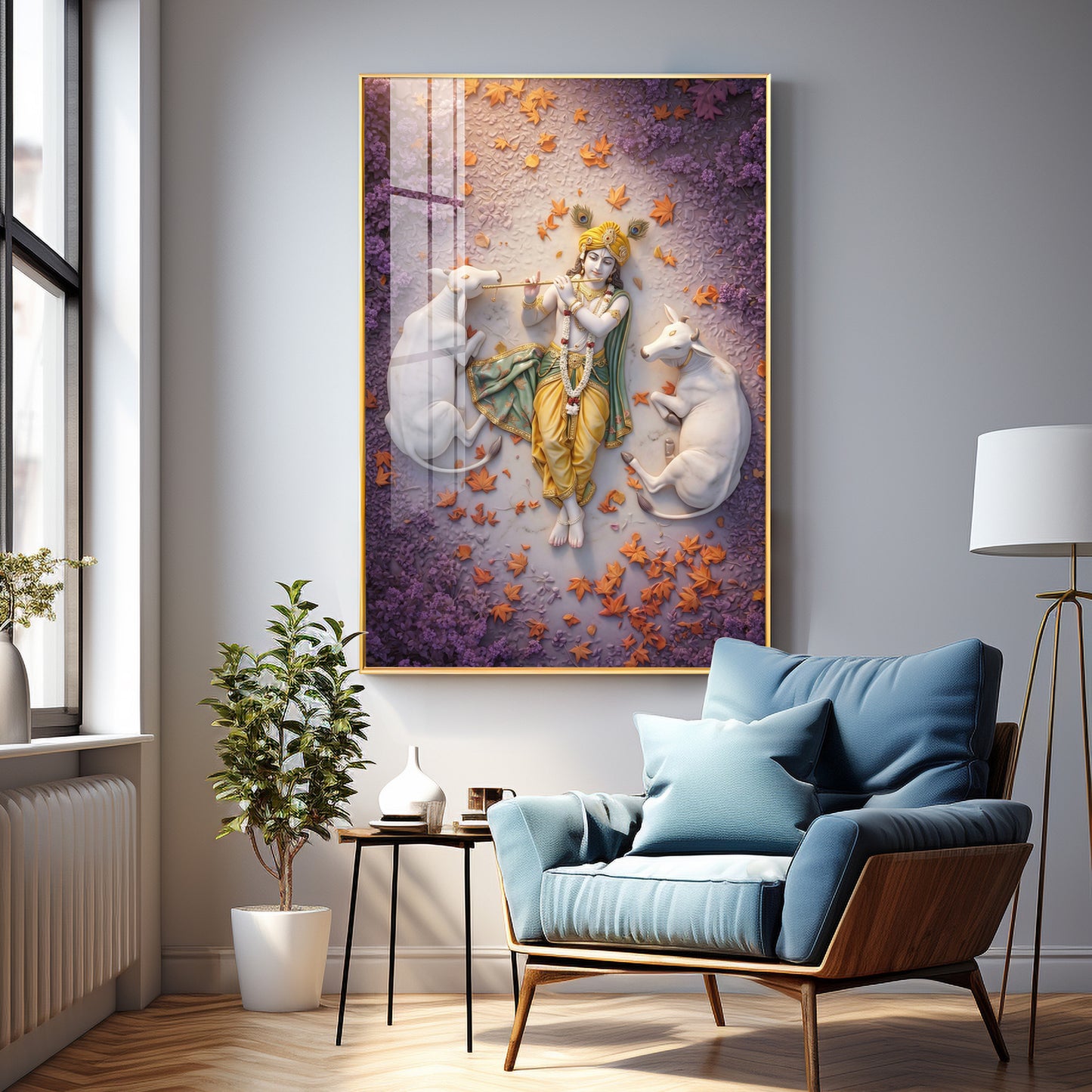 Lord Krishna Kripa Premium Acrylic Vertical Wall Art
