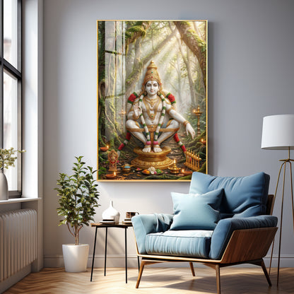 Divine Ayyappan Bhagwan Premium Acrylic Vertical Wall Art