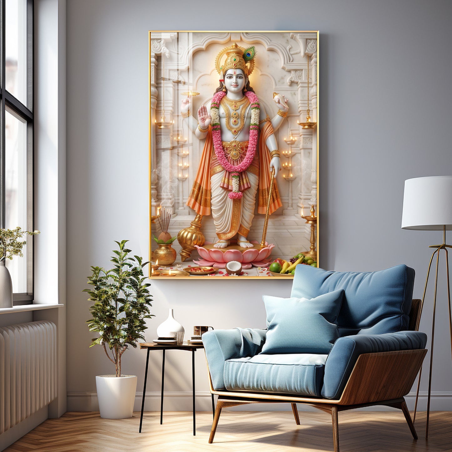 Vishnu Avatar Krishna Premium Acrylic Vertical Wall Art