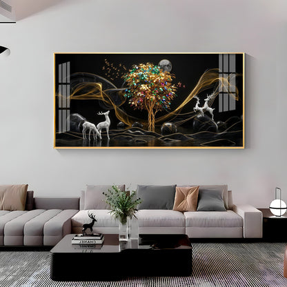 Deer & Bird Oasis Premium Acrylic Horizontal Wall Art