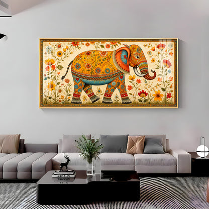 Royal Floral Elephant Premium Acrylic Horizontal Wall Art