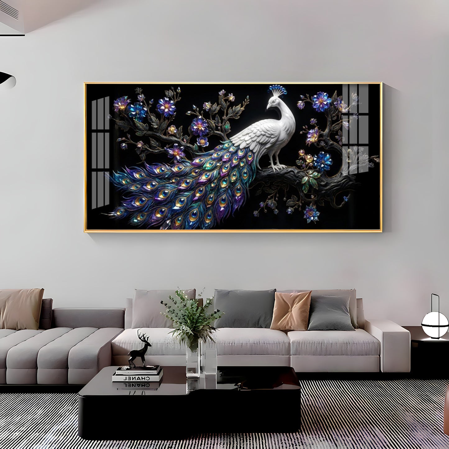 Peacock Perch Premium Acrylic Horizontal Wall Art