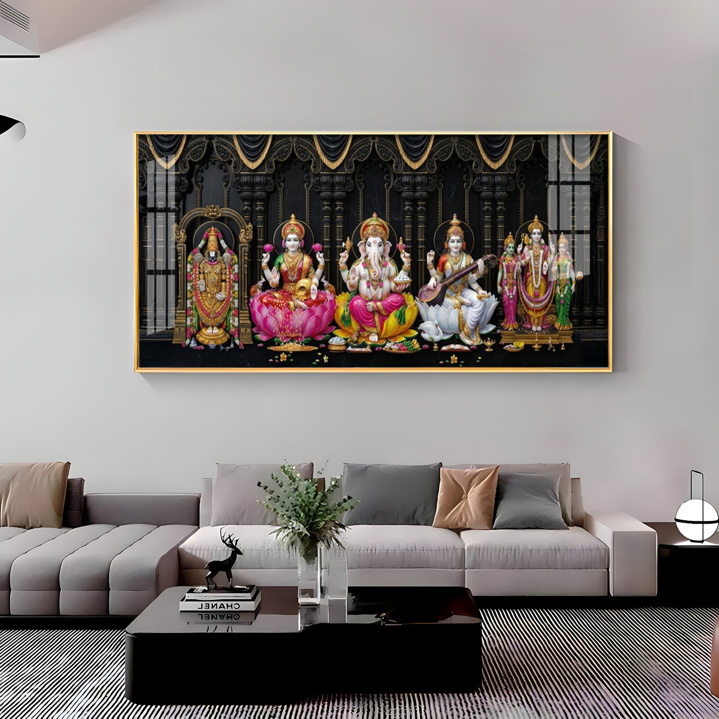 Venkateswara, Lakshmi, Ganesha, Saraswati & Murugan Premium Acrylic Horizontal Wall Art