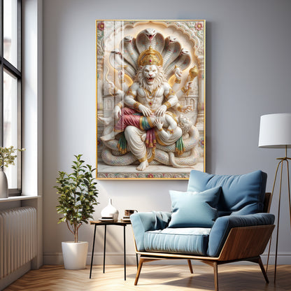 Divine Narasimha Premium Acrylic Vertical Wall Art