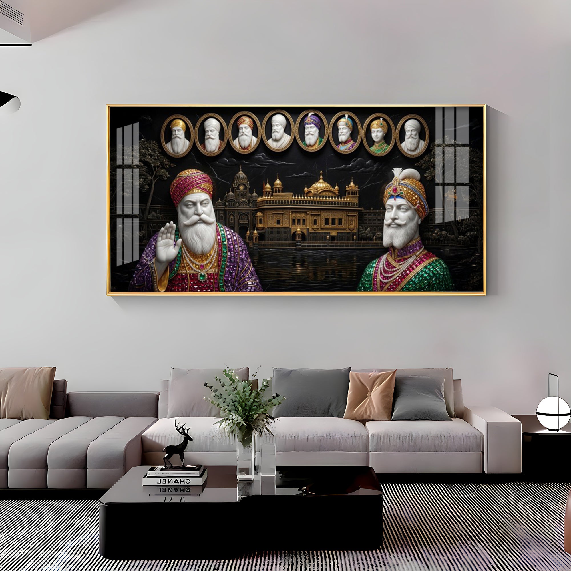 Ten Sikh Gurus & The Golden Temple Premium Acrylic Horizontal Wall Art