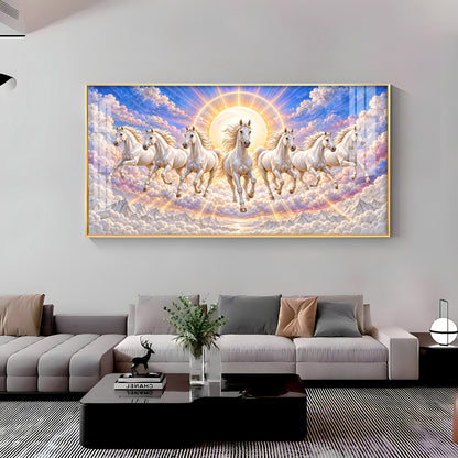Seven Running Horses Premium Acrylic Horizontal Wall Art