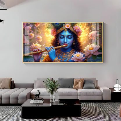 Krishna Bhagwan Premium Acrylic Horizontal Wall Art
