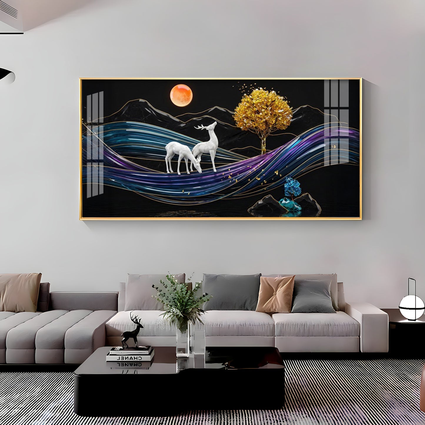 Tidal Deer Harmony Premium Acrylic Horizontal Wall Art