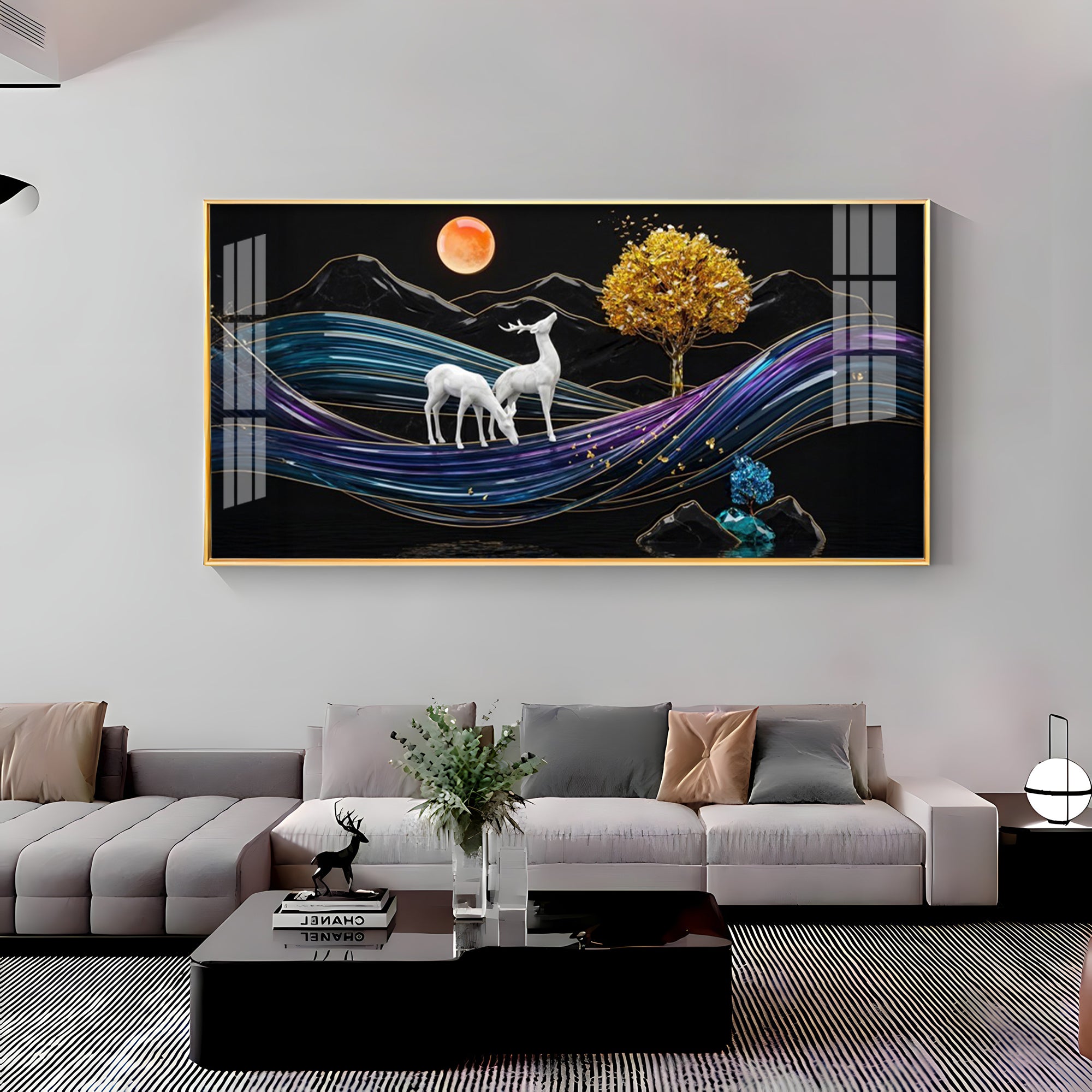Tidal Deer Harmony Premium Acrylic Horizontal Wall Art