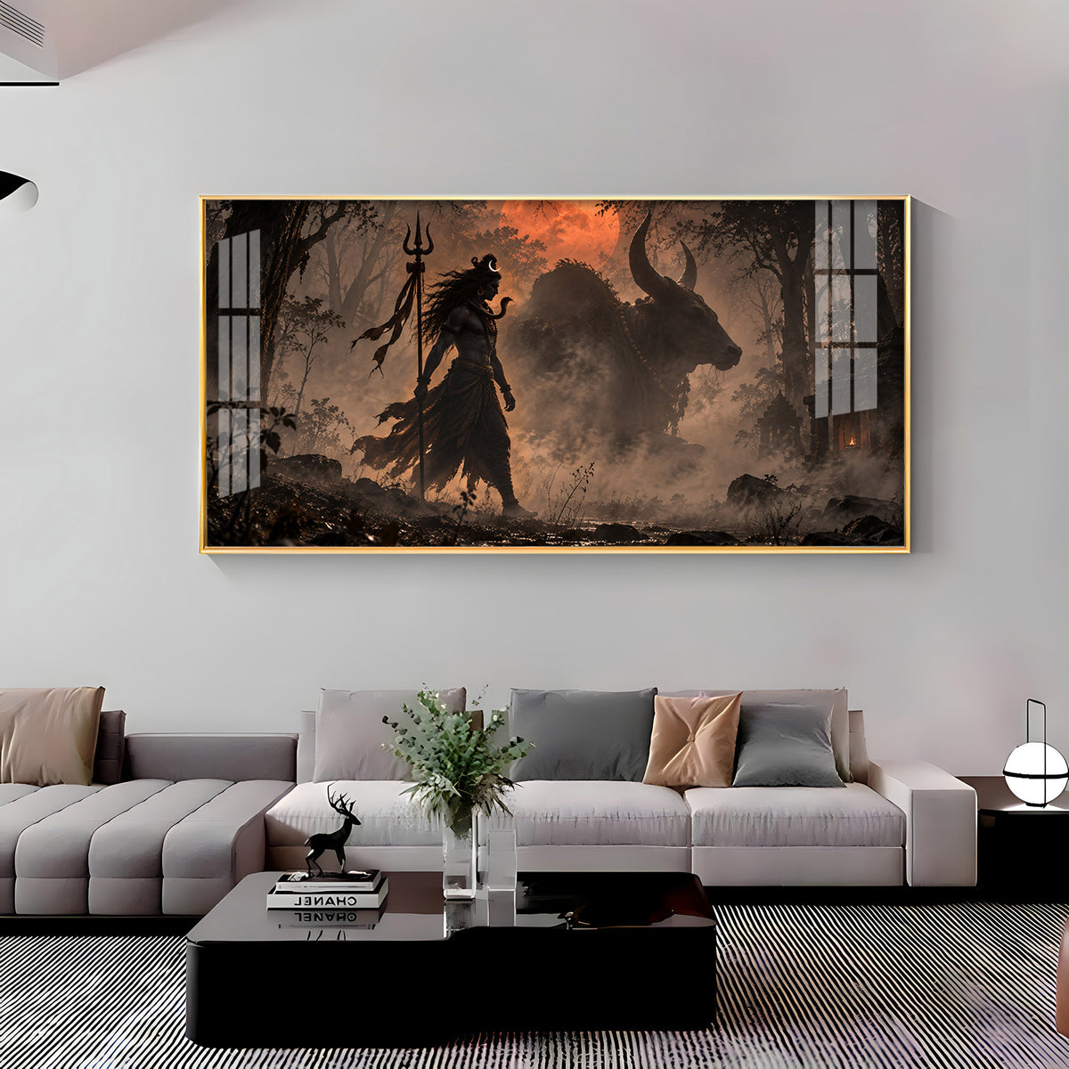 Shiva & Nandi In Forest Premium Acrylic Horizontal Wall Art