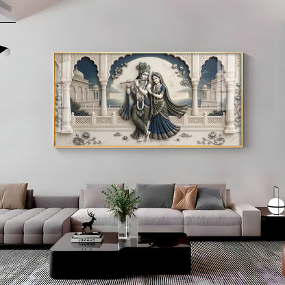 God Krishna With Goddess Radha Premium Acrylic Horizontal Wall Art