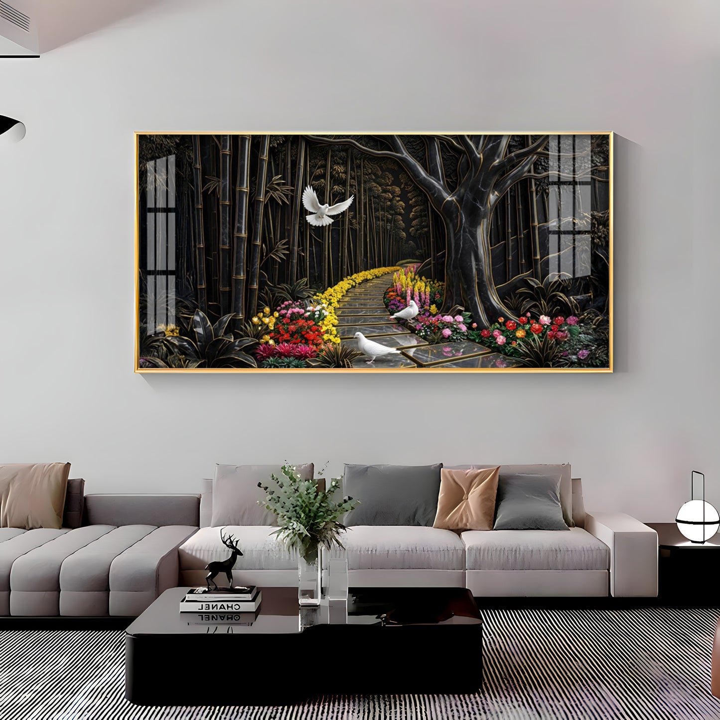 Birds & Blooms Walkway Premium Acrylic Horizontal Wall Art