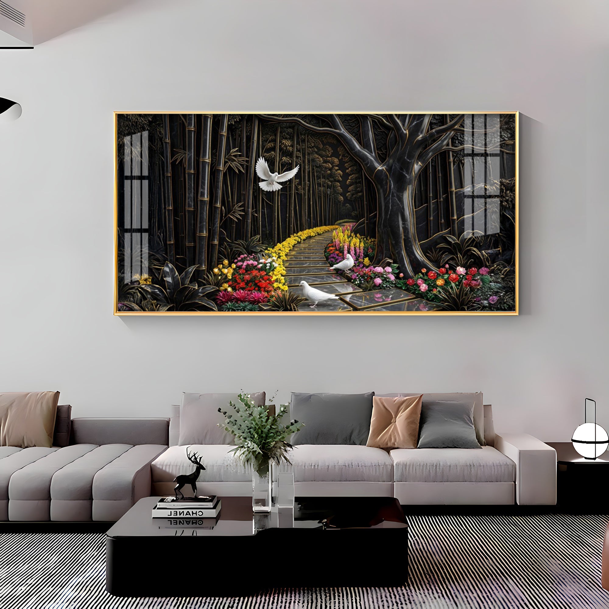 Birds & Blooms Walkway Premium Acrylic Horizontal Wall Art