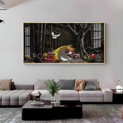 Birds & Blooms Walkway Premium Acrylic Horizontal Wall Art