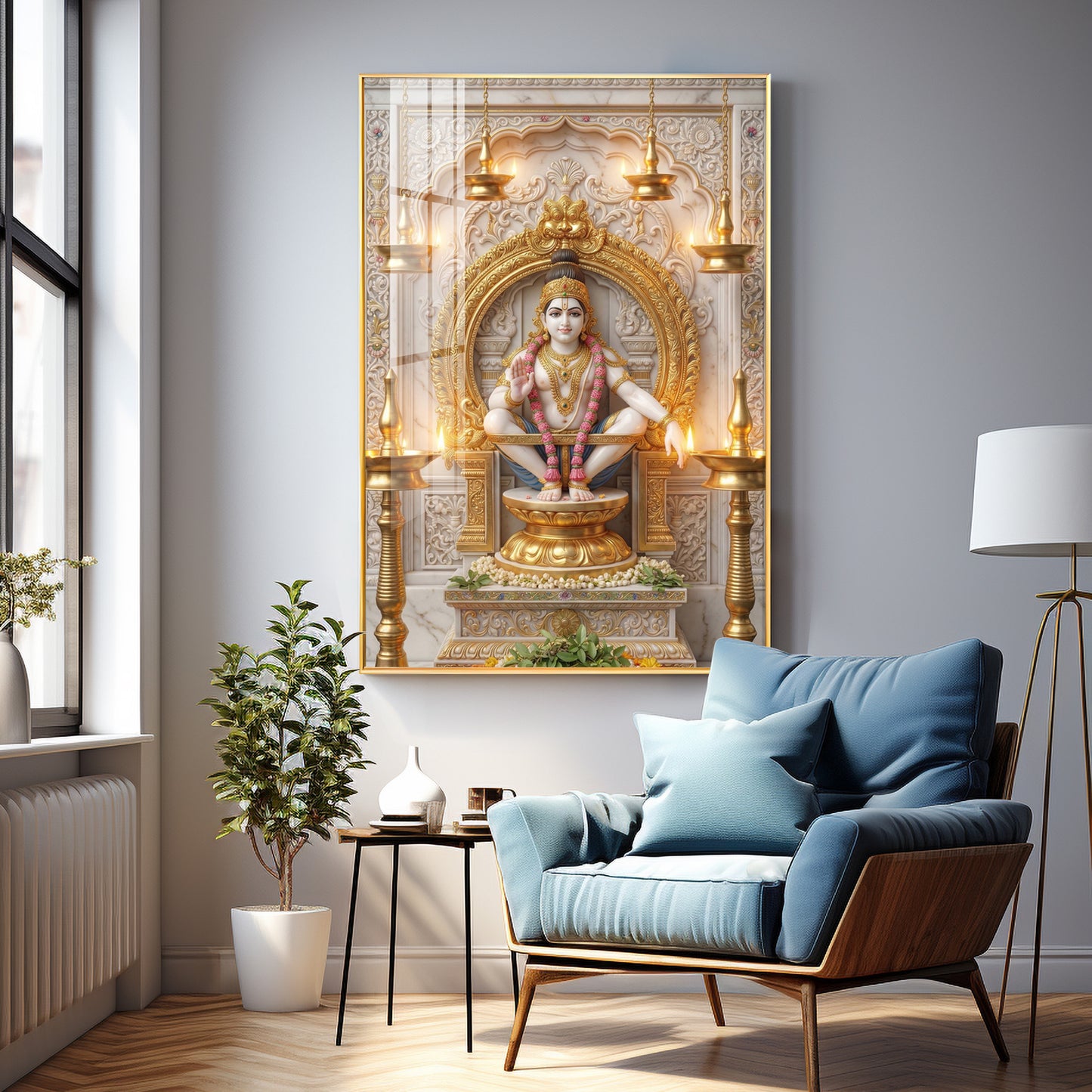 Deity Lord Ayyappan Premium Acrylic Vertical Wall Art