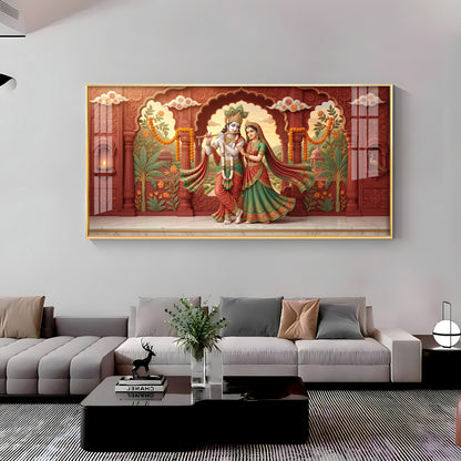 Radha Krishna Love Devotion Premium Acrylic Horizontal Wall Art