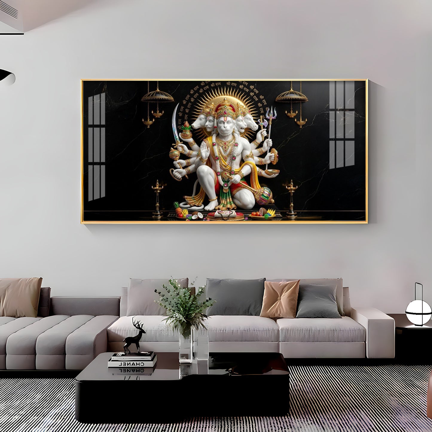 Cosmic Lord Of Panchamukhi Hanuman Premium Acrylic Horizontal Wall Art