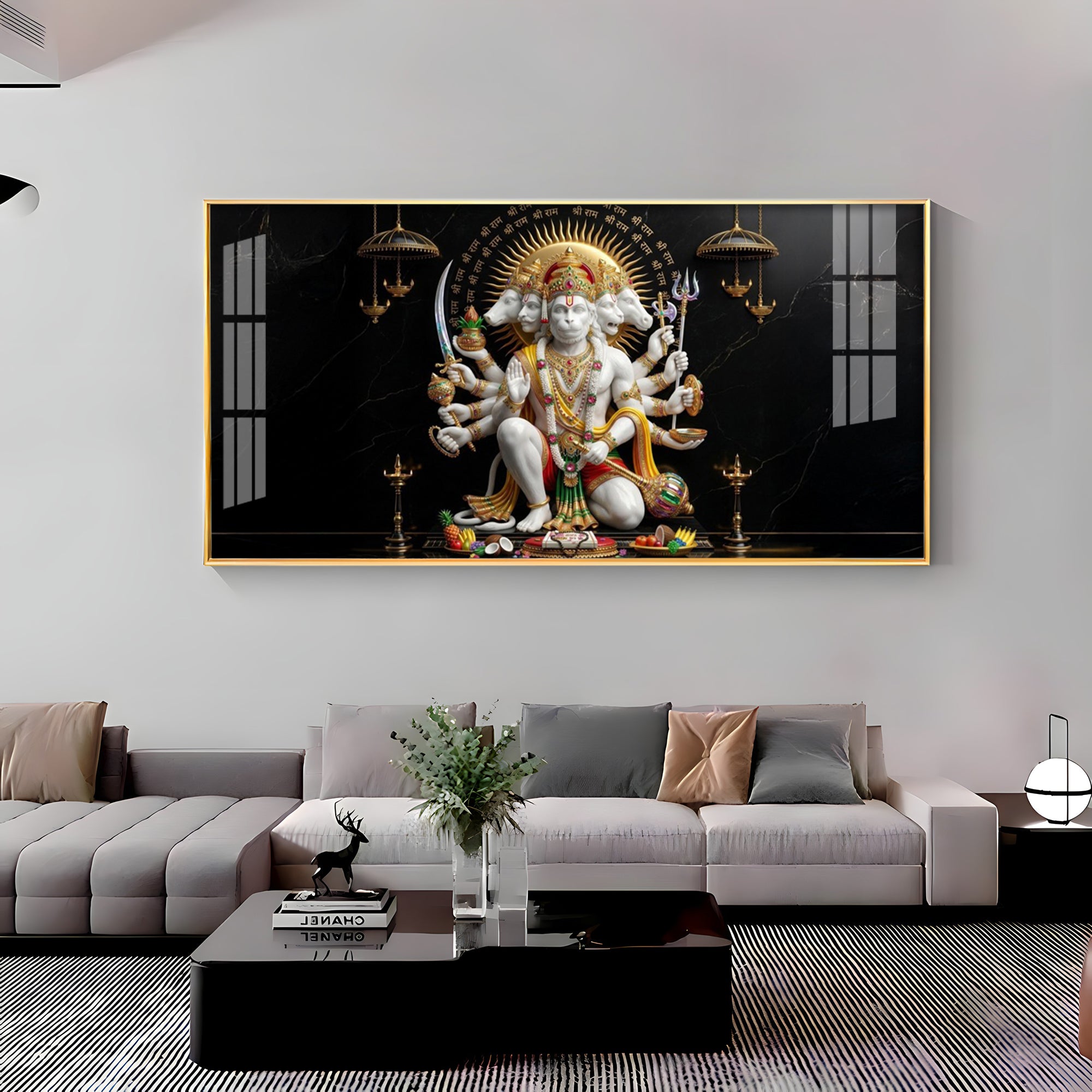 Cosmic Lord Of Panchamukhi Hanuman Premium Acrylic Horizontal Wall Art