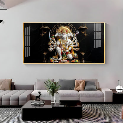 Cosmic Lord Of Panchamukhi Hanuman Premium Acrylic Horizontal Wall Art