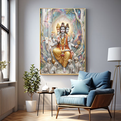 Hindu Deity Dattatreya Premium Acrylic Vertical Wall Art