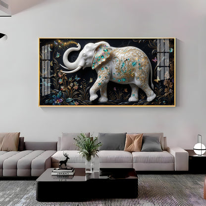 Emerald Elegance Elephant Premium Acrylic Horizontal Wall Art