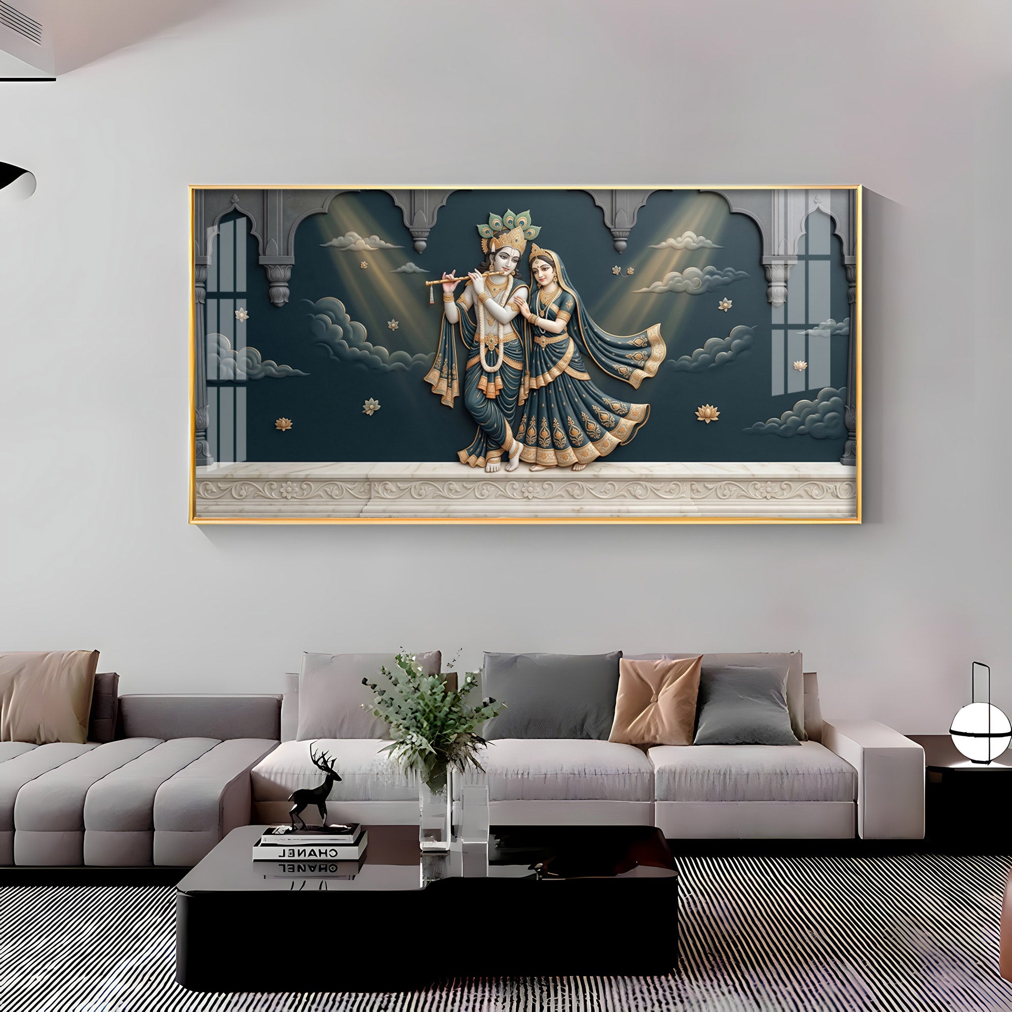 Lord Krishna & Radha Premium Acrylic Horizontal Wall Art