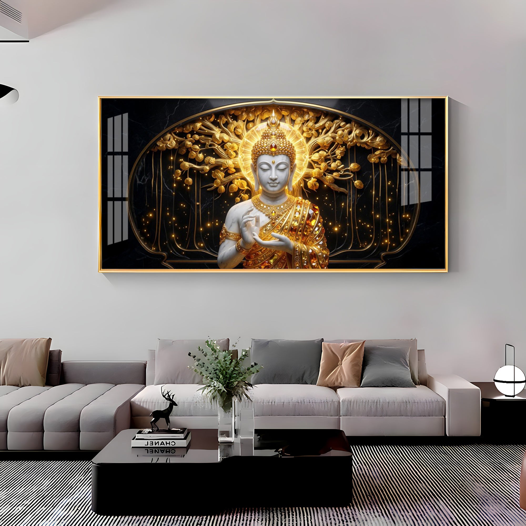 Golden Buddha Premium Acrylic Horizontal Wall Art